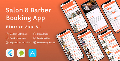 Salon & Barber Booking Flutter Ui Kit graphic design spa booking app ui