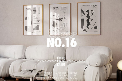 SNOW NO 16 Frame Mockup DIN bright din a frame frame frame mockup frame trio living room mockup mockup poster prints retro snow no 16 frame mockup din