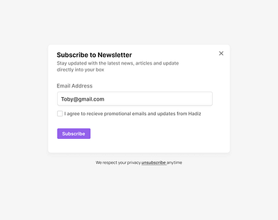 Subscribe to Newsletter modal design product product design ui ux