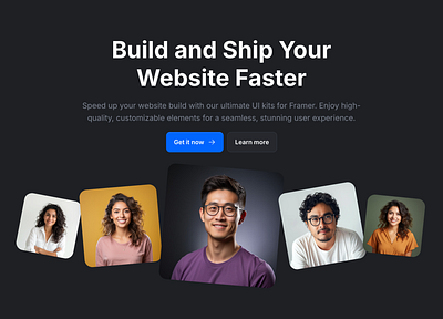 Clean Dark Hero Section - Frameblox UI dark framer header hero landing modern ui ui design user interface web design