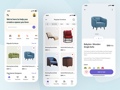 HomeHaven - Furniture App Concept app application design ecommerce furniture furniture mobile app homedecor ikea inspiration minimal minimalist mobile mobile app online shop online store product product design sofa ui ux