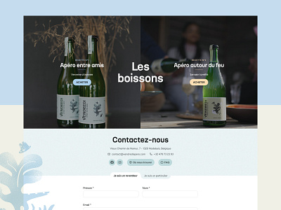 Vendredi Apéro - Website Design belgium blue bottles contact design drink ecommerce form green illustration minimalist odoo tabs ui ux web website