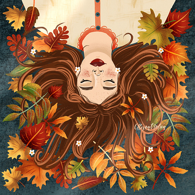 Colourful Leaves autumn leaves character illiustration design drawing challenge fall female female illustrator hand drawn illustration procreate serene