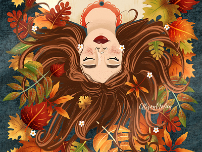 Colourful Leaves autumn leaves character illiustration design drawing challenge fall female female illustrator hand drawn illustration procreate serene