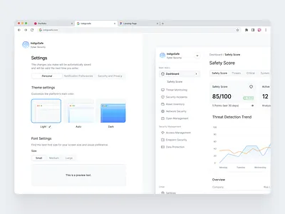 IndigoSafe Dashboard Settings 🥷🏻⚙️ dashboard design font settings minimal saas settings ui ux