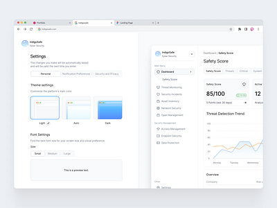 IndigoSafe Dashboard Settings 🥷🏻⚙️ dashboard design font settings minimal saas settings ui ux