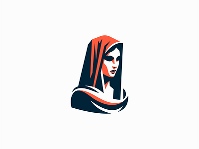 Elegant Hooded Woman Logo Design beauty branding design elegant face fashion geometric hooded identity illustration lady logo mark mary mysterious portrait religion symbol vector woman