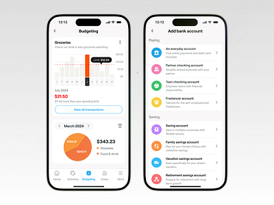 Mobile banking app app app design bank account banking budget clean finance finance app fintech ios minimal mobile app mobile banking transaction ui ui design uiux ux