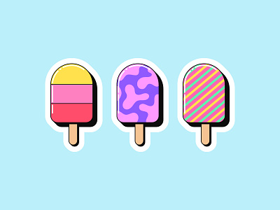 Retro popsicle stickers art cartoon cream design dessert food frozen fruit ice ice cream icon illustration juice lollipop pop popsicle retro sticker summer sweet