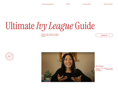 Ultimate Ivy League Guide. Design concept for Elise Pham college concept design education ivyleague study university webdesign website