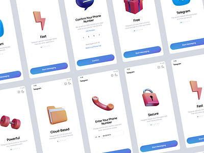 Telegram Redesign - Part 1 3d android android design app app design application blue gradient light mode mesh gradient messenger minimal redesign telegram ui uidesign visual redesign