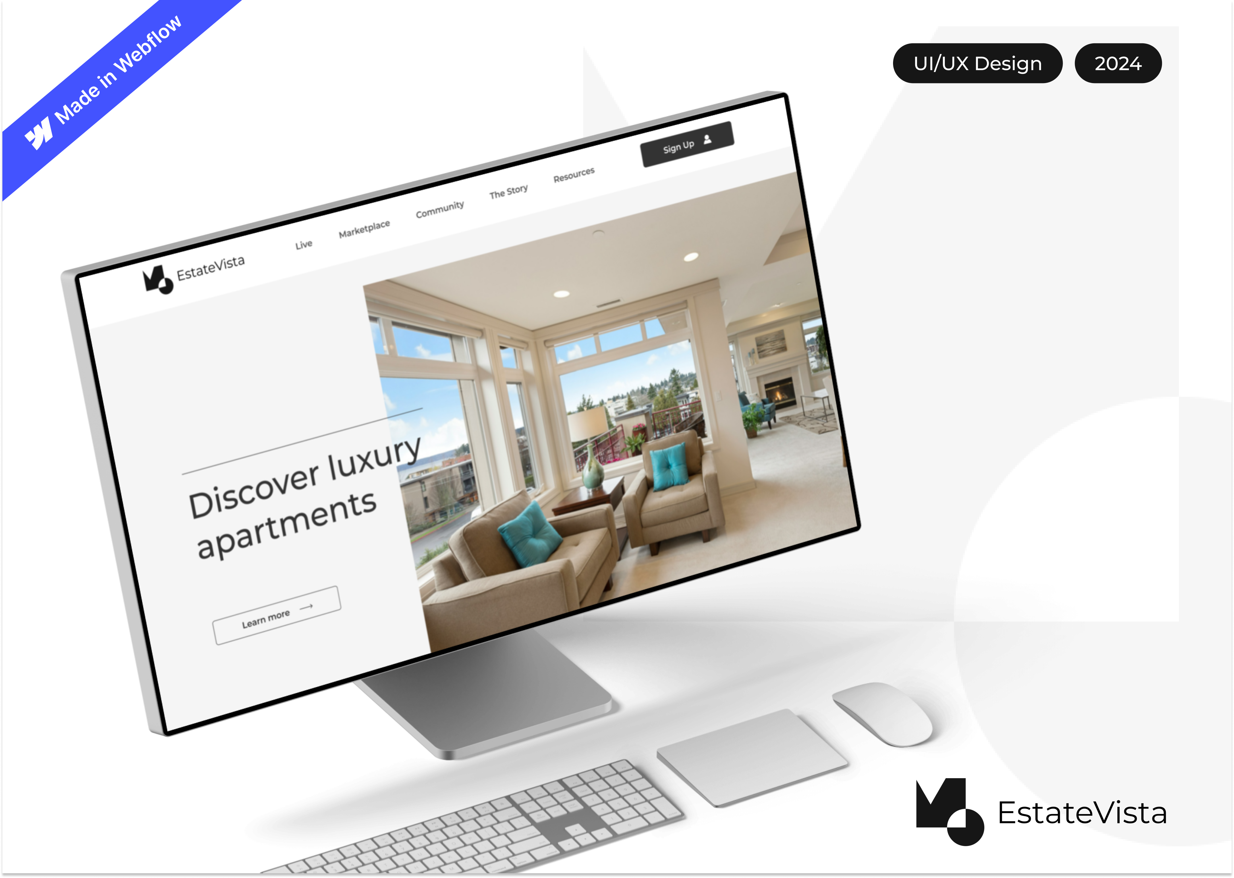 Webflow Website | Real Estate clean design figma flats home page logo low code luxury property management real estate renting uxui web design webflow