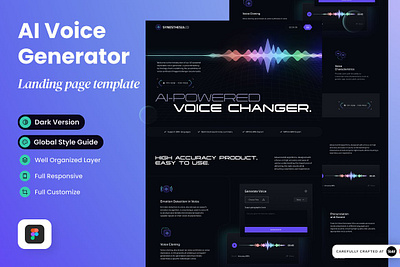 AI Voice Generator Landing Page abbreviation acronym ai voice generator landing page background banner business communication cook digital illustration mobile set technology term text