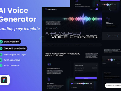 AI Voice Generator Landing Page abbreviation acronym ai voice generator landing page background banner business communication cook digital illustration mobile set technology term text