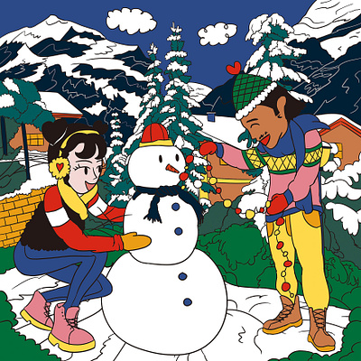 Let it snow Illustration artwork character drawing graphic design illustration korean snow snowman winter