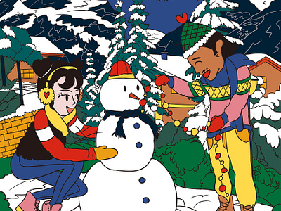 Let it snow Illustration artwork character drawing graphic design illustration korean snow snowman winter