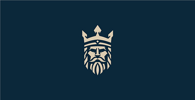 Iconic Bearded Wise King Logo brand branding crown design geometric hexagon power head hexagon power king logo logos lord man people power royal sale