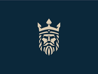 Iconic Bearded Wise King Logo brand branding crown design geometric hexagon power head hexagon power king logo logos lord man people power royal sale