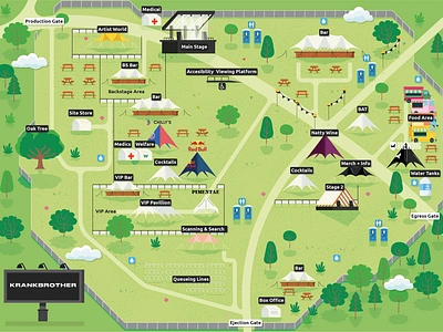 Finsbury Krankbrother Festival 2024 cartography concert map custom map event map festival map illustration map map design map illustration music festival music map