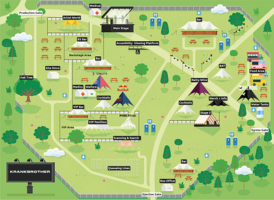 Finsbury Krankbrother Festival 2024 cartography concert map custom map event map festival map illustration map map design map illustration music festival music map