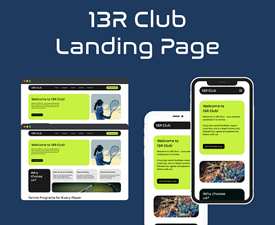 13R Tennis Club UI/UX figma landing page ui design ui ux web design