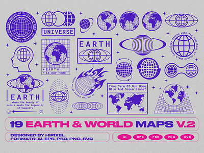 Earth & World Maps & Icons V.2 brutalism country earth geography globe hud icon map maps news planet scifi universe web world