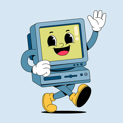 Cartoon Old Computer branding cartoon character colorful computer cpu cute design graphic design illustration logo mascot monitor old vector vintage