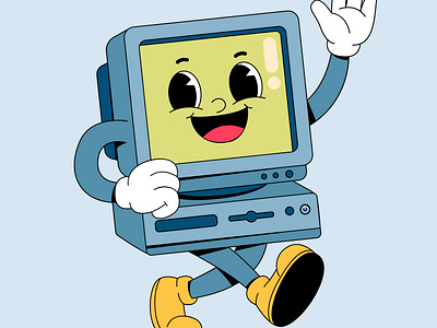 Cartoon Old Computer branding cartoon character colorful computer cpu cute design graphic design illustration logo mascot monitor old vector vintage