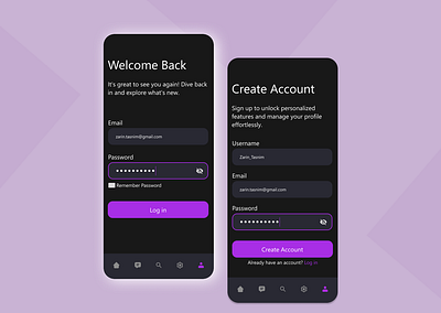 Sign up/Log in Screen app design log in promi sign up tasnim ui uiux ux zarin