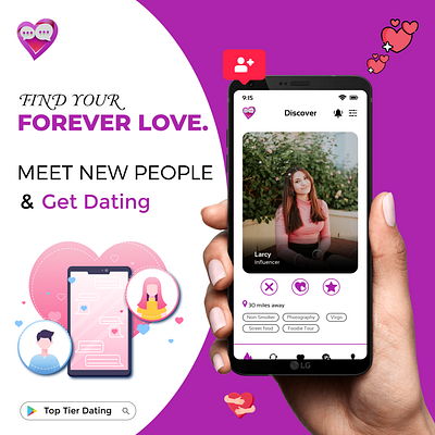 Dating app mockup graphic design ui