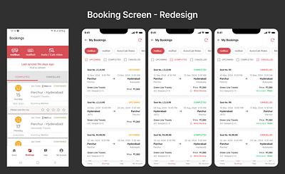 Booking Screen Re-design ui ux