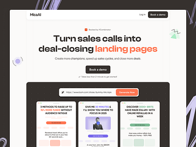 MicaAi (YC) Website Redesign ai tool design landing landingpage madeinwebflow revamp saas saas revamp saas website sales ui web web design webflow website website redesign ycombinator