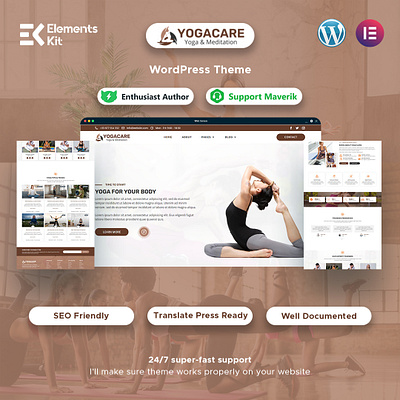 Yoga Care - Yoga & Meditation WordPress Elementor Template design elementor website wordpress wordpress design wordpress development wordpress theme