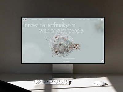 Stylized visualization of a human cell for the website 3d animation biology biotech blender cgi geo nodes human cell interface microscope motion graphics render stylized ui ux visual visualisation website