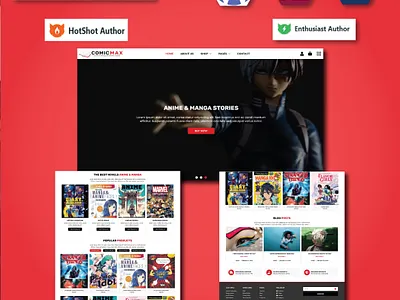 Comic Max - Anime & Manga Stories WordPress Elementor Template design elementor website wordpress wordpress design wordpress development wordpress theme