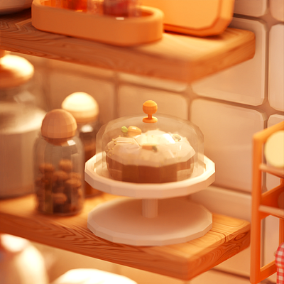 Kitchen cluters 3d blender illustration