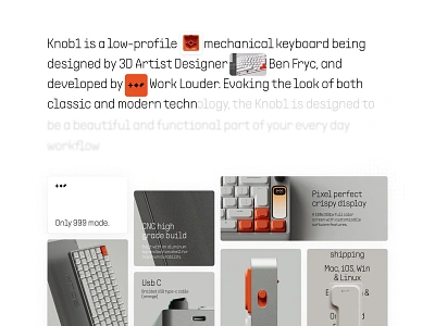 Work Louder I Exploration bento cro figma grid landing page minimal orange tech type ui ux