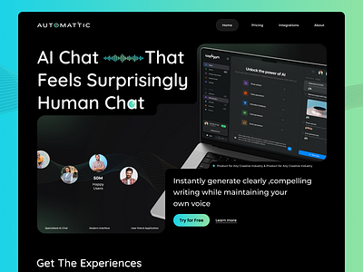 Automatic - AI Chat Website ai chat website ai tool ai web ai website chat web chat website landing page saas website ui ux website design