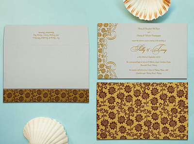 Yellow Matte Floral Themed - Screen Printed Wedding Invitation watercolor floral invitation