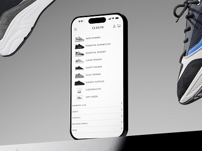 Cleens I Mobile Navigation Menu cro ecommerce fashion grid menu mobile navigation shoes ui ux web design