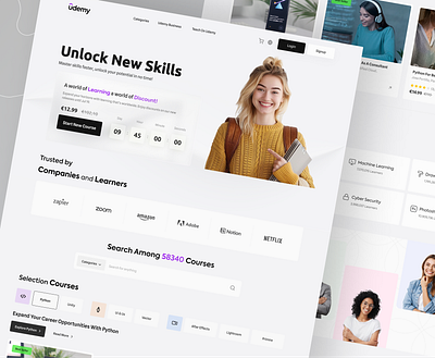 Udemy Website Redesign clean design figma landing landingpage modern redesign udemy ui ux web webdesign website