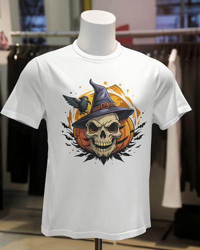 Halloween skull crow T-Shirt design soft cat shirt