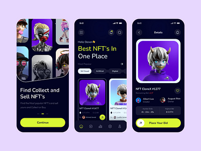 NFT App Design app app design concept design marketplace mobile app nft nft app design nft marketplace ui ui design uiux visual design zayma