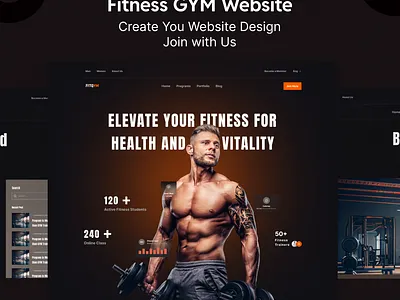 Fitness GYM Full Website Design creative design fitness fitness gym website design full website gym health landing page minimal design ui uiux ux
