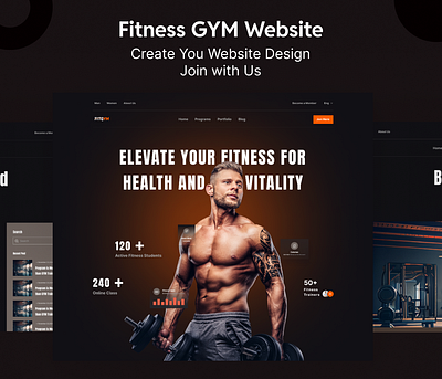 Fitness GYM Full Website Design creative design fitness fitness gym website design full website gym health landing page minimal design ui uiux ux