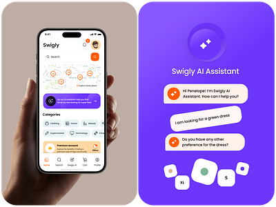 Swigly Mobile app with AI app branding card dashboard design icon illustration logo mobile ui ux web