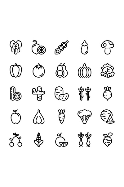 Fruit and vegetables icon set design fruit icon icon design icon set iconography icons illustration vector vegetables