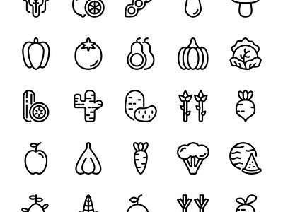 Fruit and vegetables icon set design fruit icon icon design icon set iconography icons illustration vector vegetables