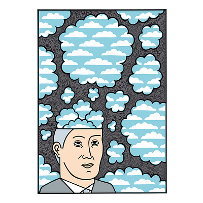 The clouds in my head cartoon comic drawing illustration