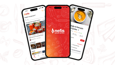 Recipe Mobile App - UI/UX Design branding case study cook cooking design food graphic design illustration logo mobile app nefis yemek tarifleri recipe ui user experience user interface userspots ux vector yemek